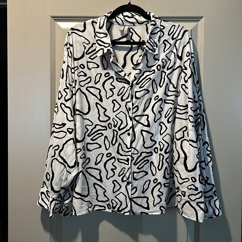 ASOS Design scribble print overaized button up